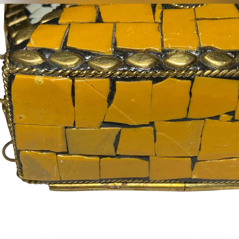 Antik Kraft Mosaic Pattern Yellow and Gold Women's Bag - Picture 8 of 13